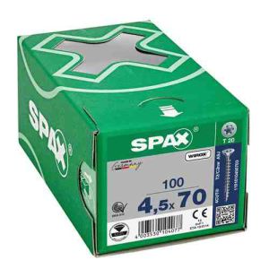 SPAX spaanplaatschroef verzonken multikop T-STAR voldraad Wirox 4.5x70mm Torx20 - Verpakt per 100 stuks