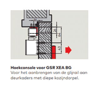 Dorma hoekconsole voor glijarm TS92/98 XEA mat zwart RAL9005