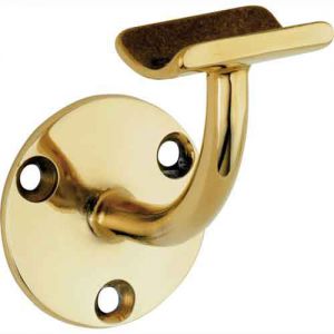 Leuninghouder messing gepolijst met vlak zadel en voorzien van tapgat M8 Achterplaat: 58 mm h.h. maat: 66 mm