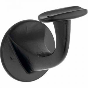 Leuninghouder (ijzer) zwart met hol zadel en voorzien van tapgat M8 Achterplaat: 54 mm h.h. maat: 70 mm